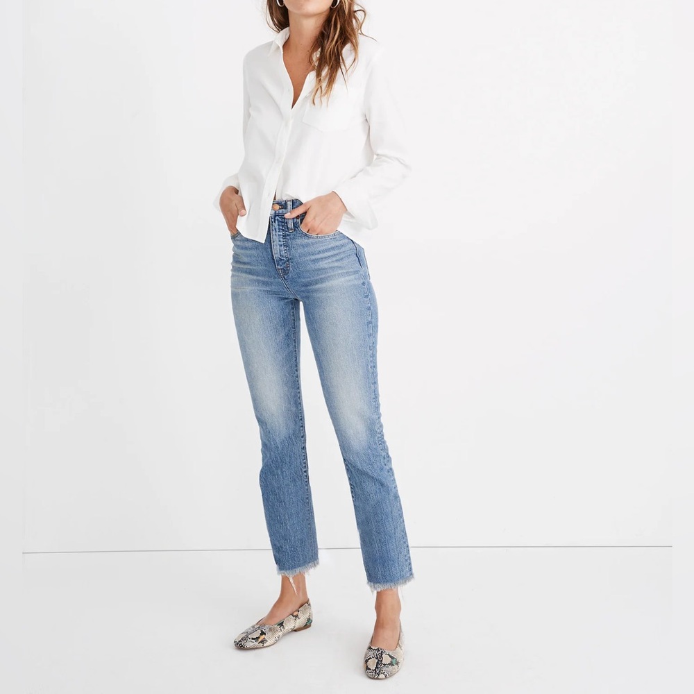 Madewell The Perfect Vintage Straight Raw Hem Jean in Ainsworth Wash US 28 $138